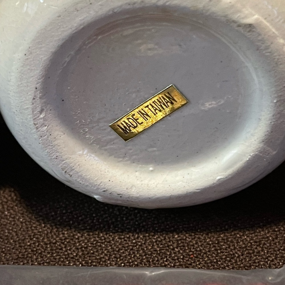 Glazed small ceramic mustard server with spoons New - Picture 5 of 6